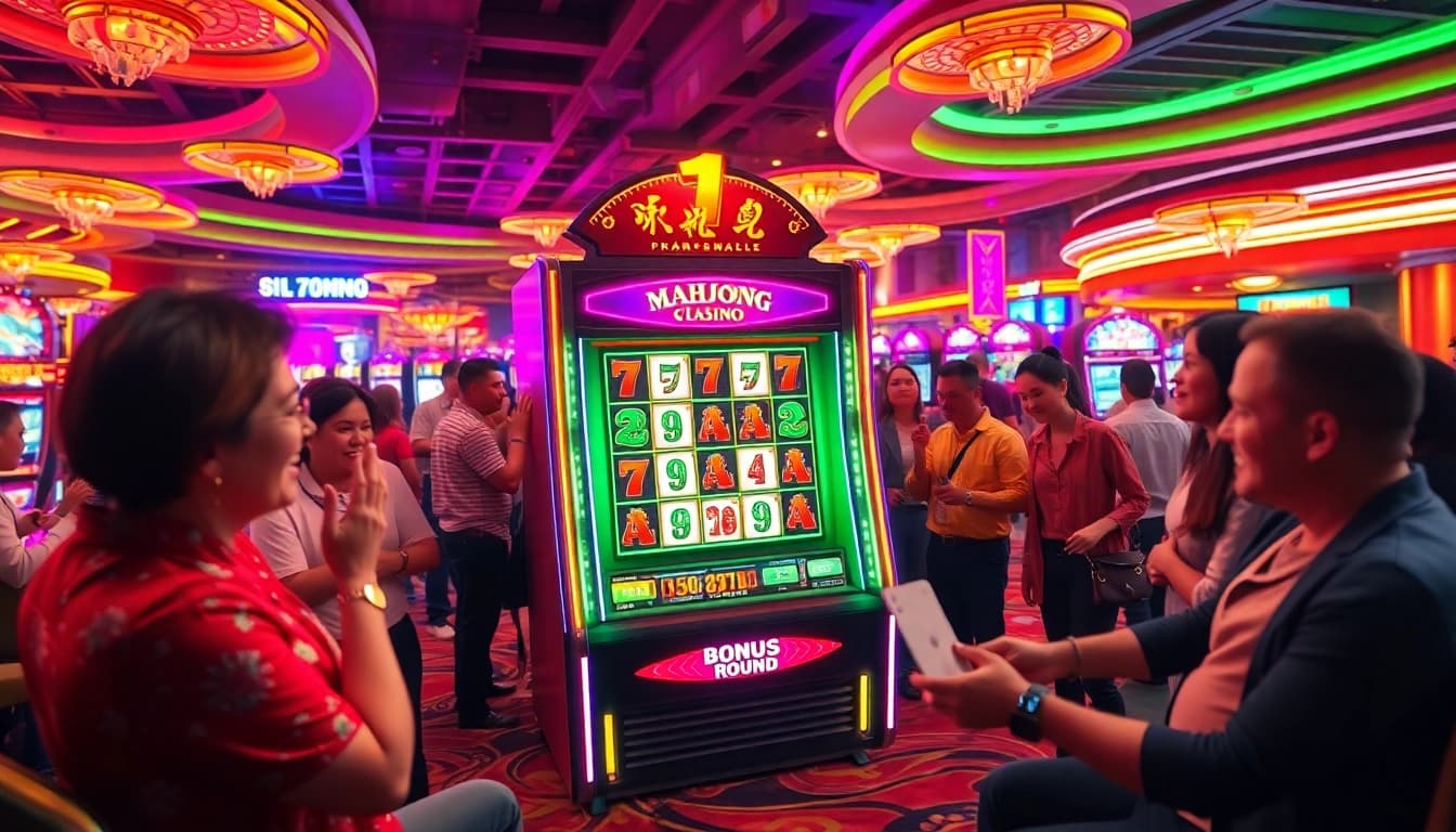 Enjoy the thrilling mahjong slot demo with vibrant graphics and exciting gameplay in a lively casino.