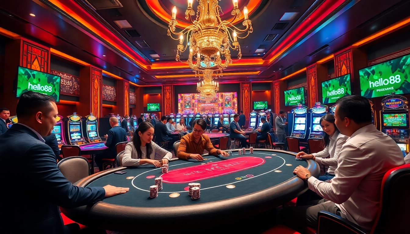 Experience the excitement of a vibrant casino scene with link hello88 at high-stakes poker tables.