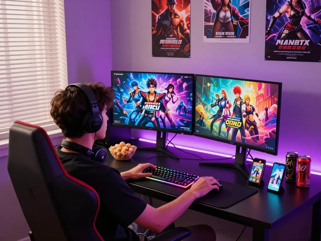 Play porn games online in an immersive gaming setup showcasing vibrant visuals and engaging atmosphere.