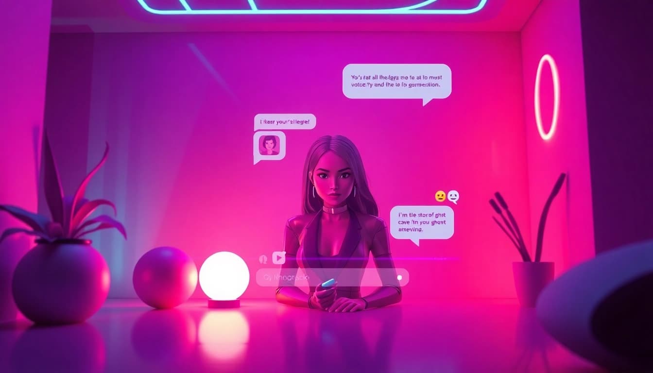 Innovative NSFW AI chat interaction with engaging characters and vibrant ambiance
