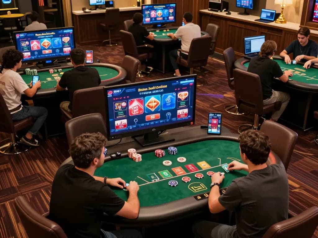 Aksi poker Situs Judi Online menampilkan pemain yang terlibat dalam pengalaman bermain game online yang dinamis.