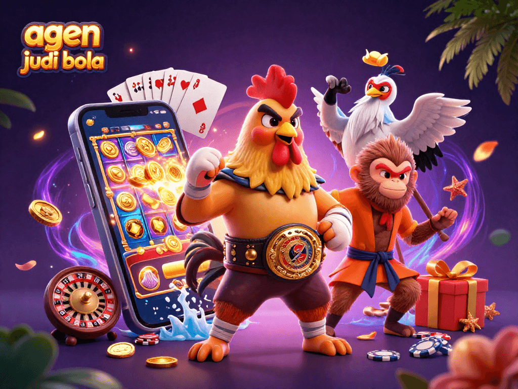 Engage in thrilling agen judi bola action with vibrant characters and gaming elements.