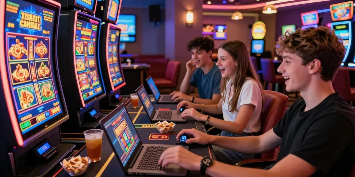 Exciting gaming at a credit card casino with players enjoying diverse games and engaging atmosphere.