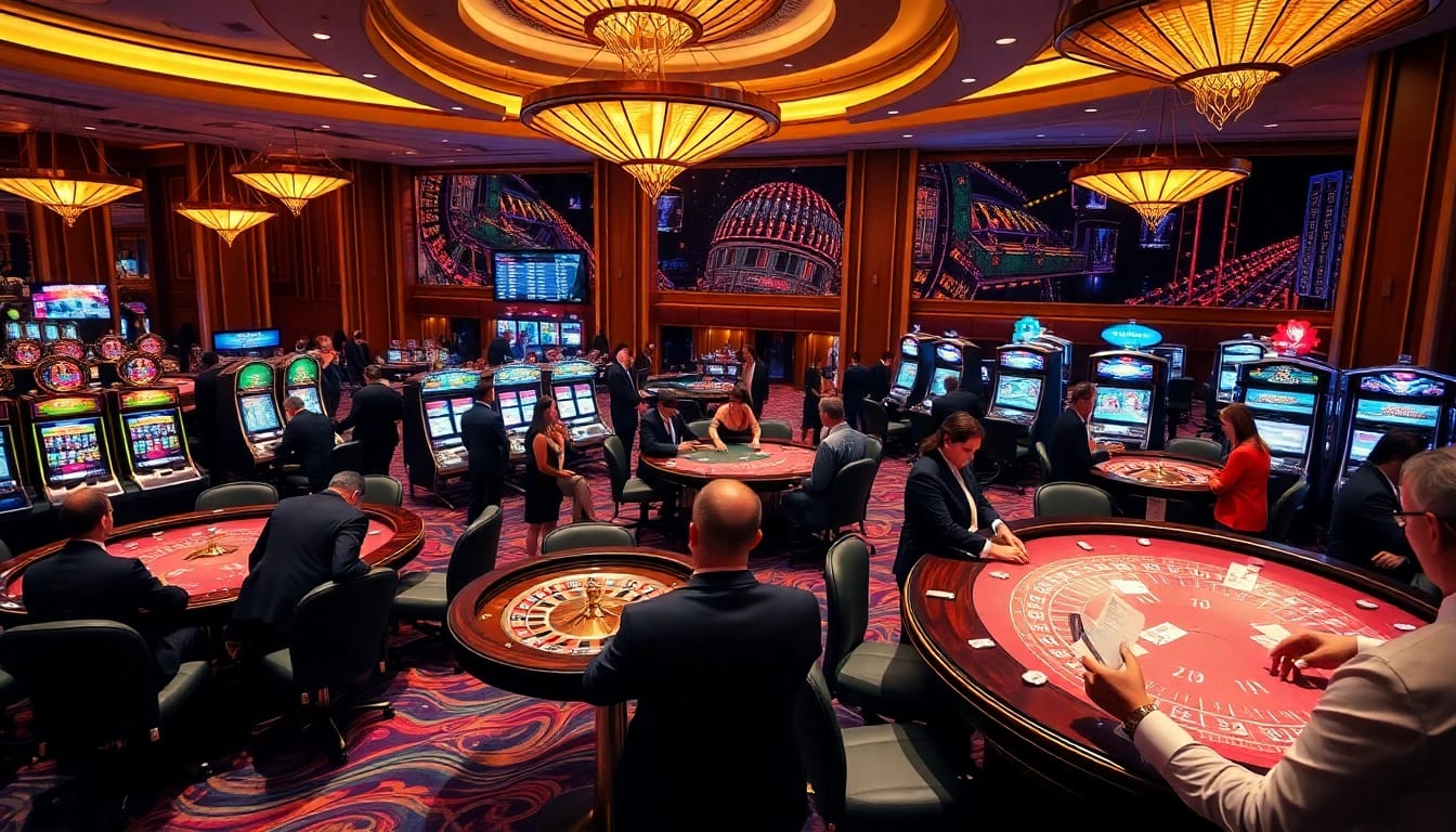Experience sbobet login access amidst an exciting casino atmosphere with vibrant gaming tables.