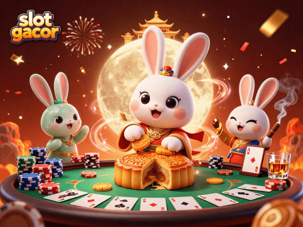 Menggandakan kemenangan dengan slot gacor dalam ilustrasi digital kasino yang ceria.