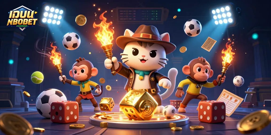 Engage in เว็บแทงบอล SBOBET with dynamic sports elements, an explorer cat, and thrilling artifacts