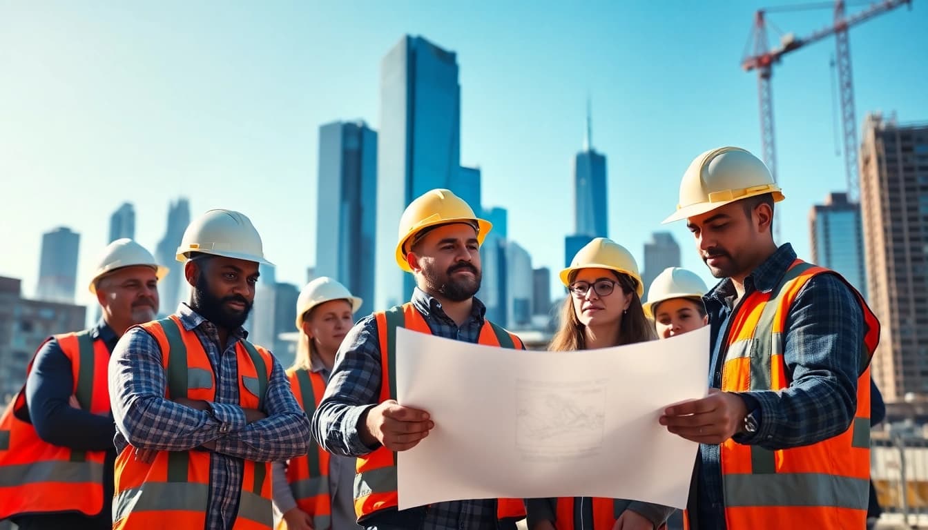 Showcasing New York City Commercial General Contractor professionals collaborating on-site.