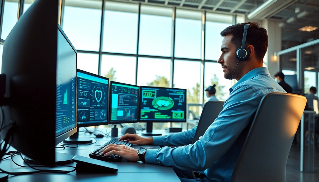 Enhance your understanding of managed cybersecurity services with a visual display of a cybersecurity analyst in action.