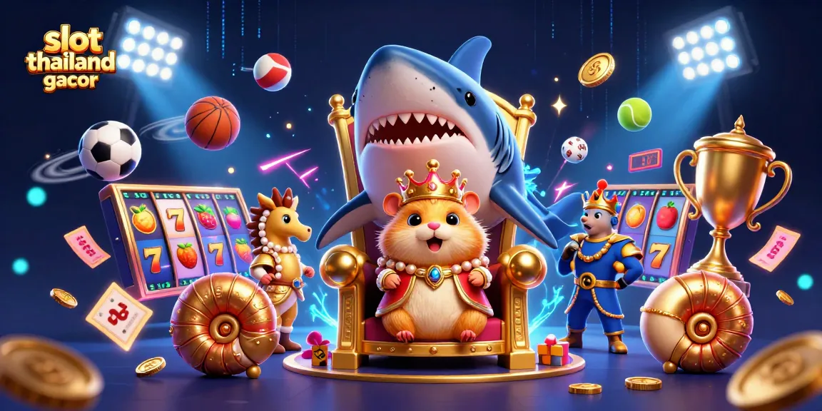 Experience thrilling slots with slot thailand gacor, showcased in a dynamic and colorful 3D scene.