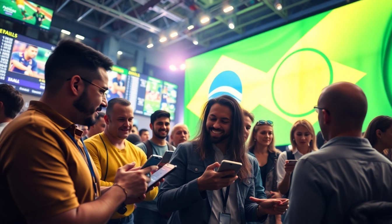 Explore top features of best sportsbooks Brazil with energetic bettors engaged in sports betting.