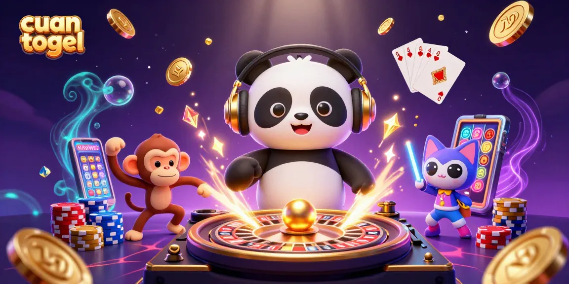 Win big with cuan togel in vibrant casino scene featuring playful characters and dynamic gaming elements.