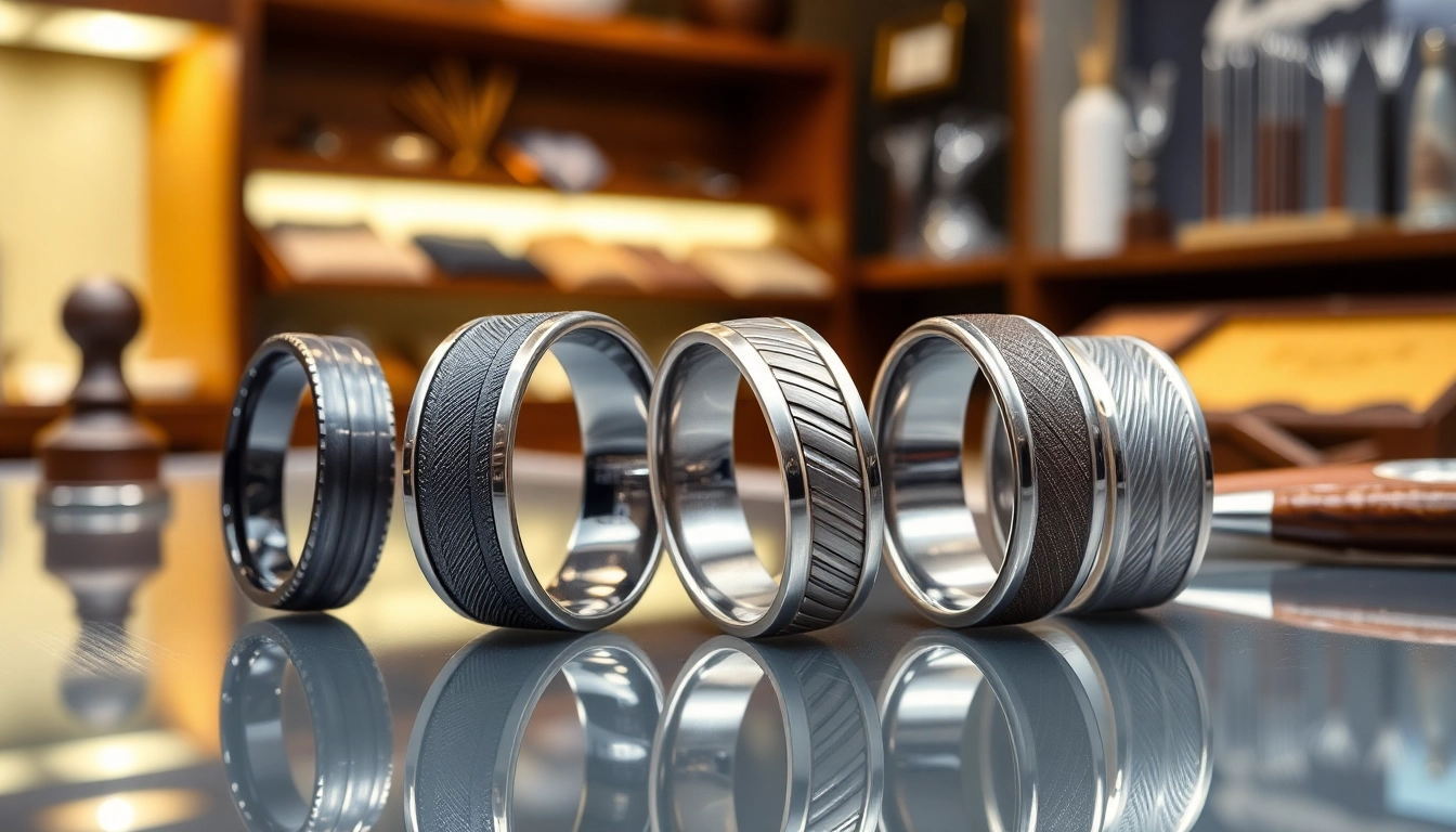 Admire stunning tungsten rings showcasing elegant designs and luxurious shine.