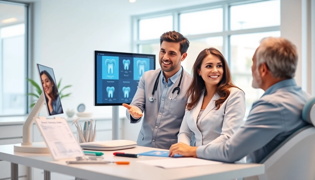 Engaging dental consultant Maryland assisting a patient in a modern office setting.
