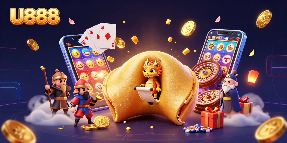 Experience exciting gameplay with U888's vibrant casino scene filled with dynamic characters and gaming elements.