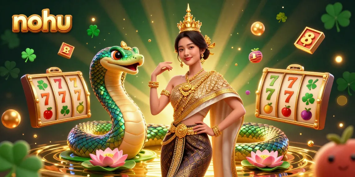 Nohu unveils thrilling slots with a vibrant scene featuring a beautiful Asian woman and jackpot elements.