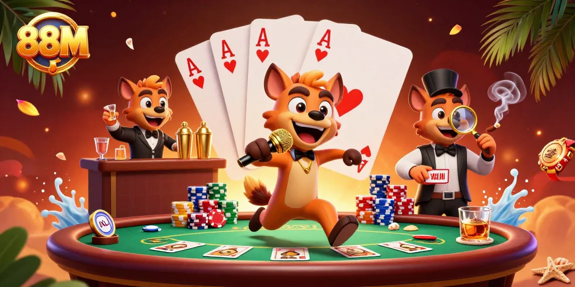 88M cartoon hyenas showcase exciting casino activities in a vibrant club atmosphere.