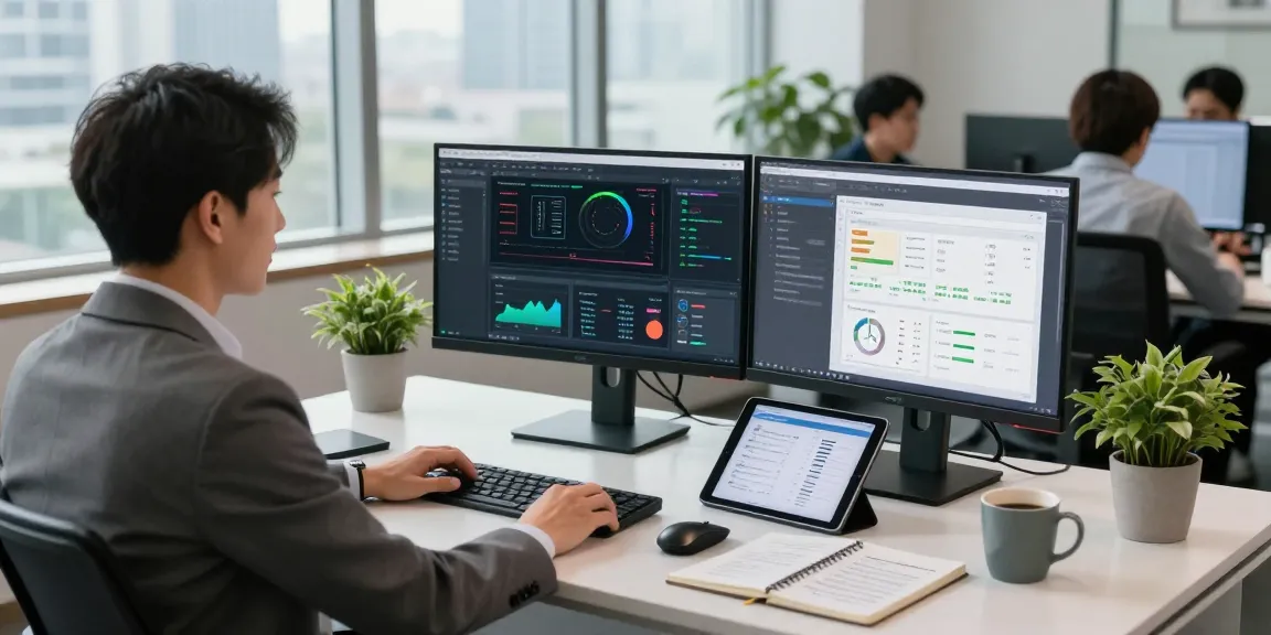 AI detector screen displaying content moderation metrics in a modern office.