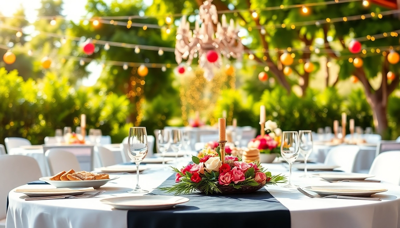 Showcasing beautiful Table Rentals set in a vibrant outdoor event setting.