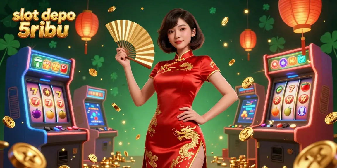 Experience slot depo 5ribu with vibrant gaming scenes featuring unique elements and sparkling gold.