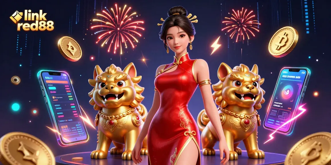 Join the excitement and win big at link red88 with vibrant casino gaming elements in a stunning illustration.