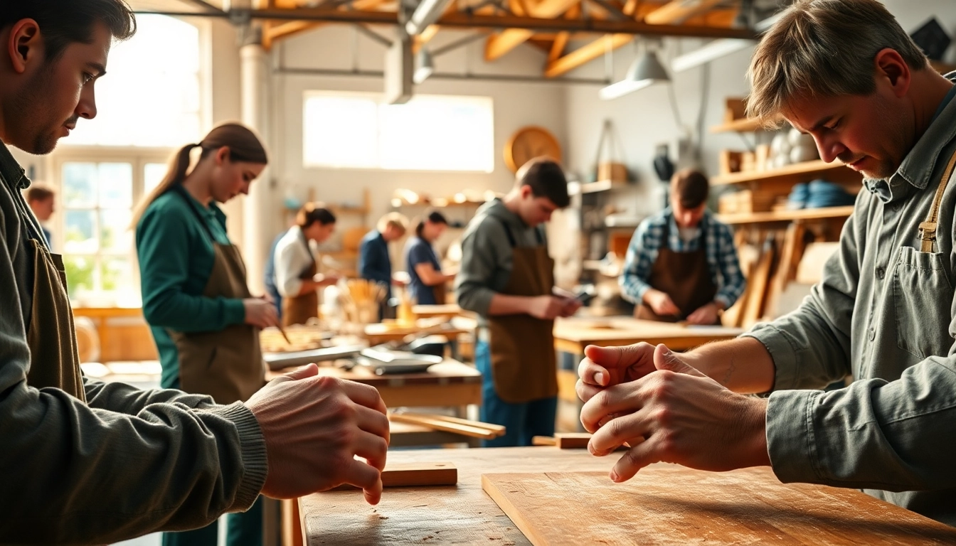Artisans participating in craft training programs, showcasing hands-on creativity and collaboration.