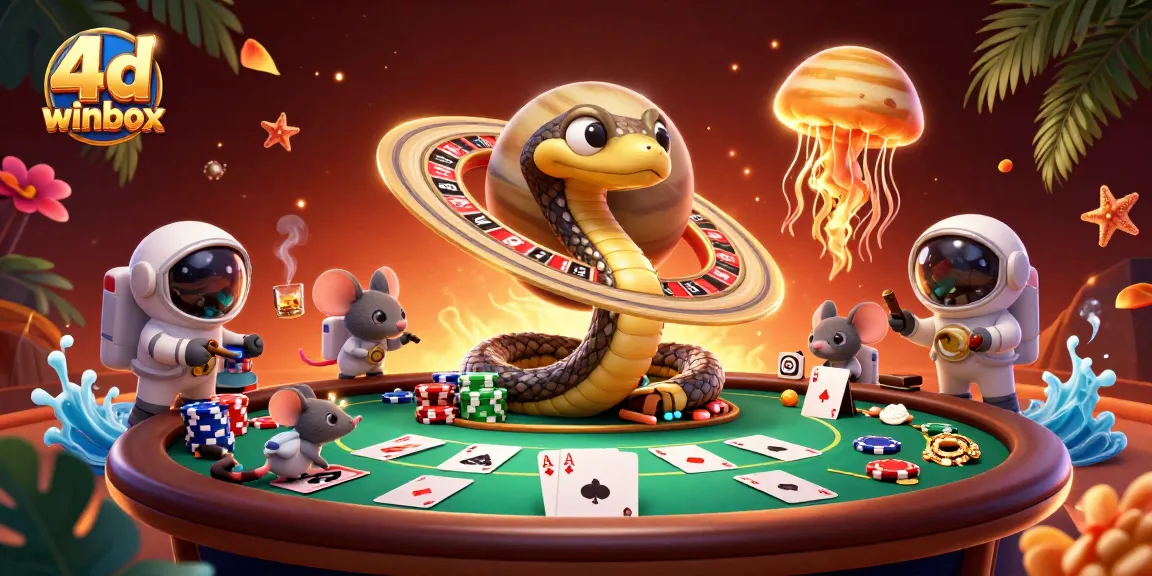 Experience the excitement of 4d winbox as astronaut mice place bets in a cosmic 3D lottery scene.