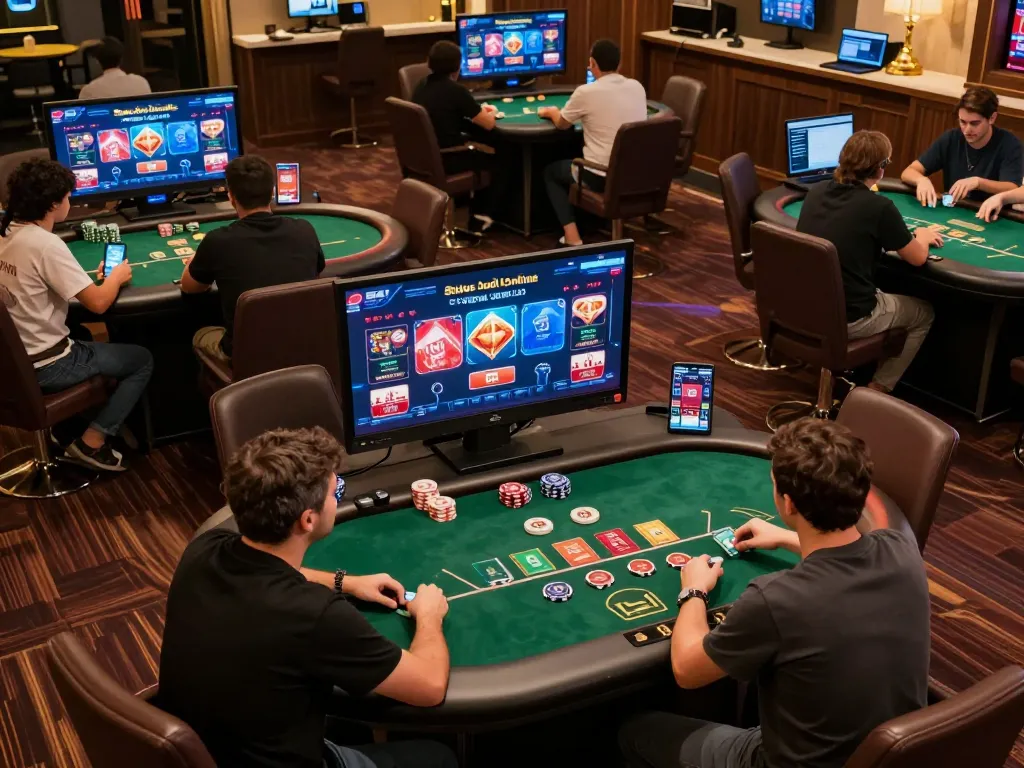 Aksi poker Situs Judi Online menampilkan pemain yang terlibat dalam pengalaman bermain game online yang dinamis.