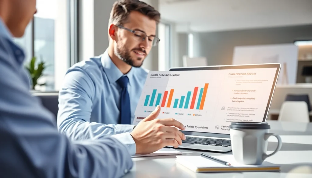 카드 현금화 전문가가 사무실에서 현금 흐름 분석을 하는 모습