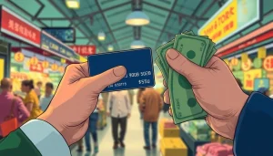 카드깡을 통한 불법적인 금융 거래의 과정을 보여주는 일러스트.