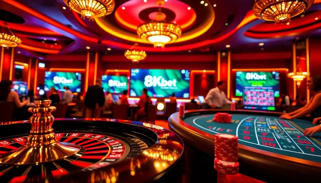 Experience the excitement of betting with the 8kbet app in a vibrant casino setting.