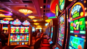 Slot hoki featured on modern slot machines in a vibrant casino environment.