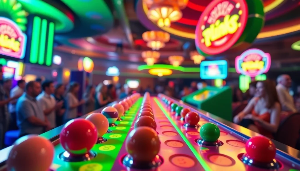 Menang besar di plinko slot sambil menikmati suasana kasino yang ceria dan hidup.