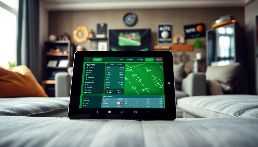 Engaging view of a sports betting sites Alabama app interface in a cozy setting.