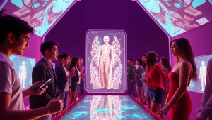 Engaging users exploring AI NSFW platforms in a futuristic digital landscape