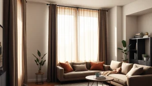 Verduisterende gordijnen die elegant licht blokkeren in een moderne woonkamer.
