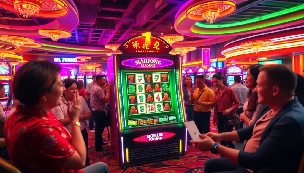 Enjoy the thrilling mahjong slot demo with vibrant graphics and exciting gameplay in a lively casino.