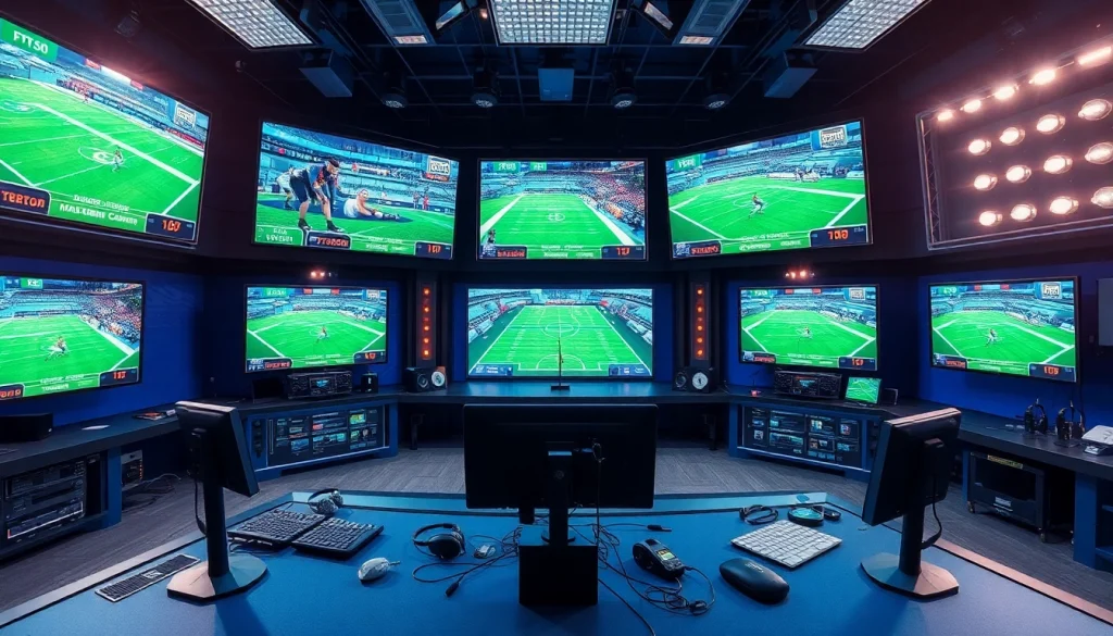 Engaging Sports Broadcasting studio showcasing live events and advanced technology.