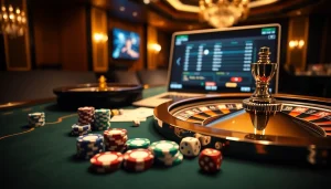 Engaging scene of link alternatif sbobet sports betting at a luxurious casino table.