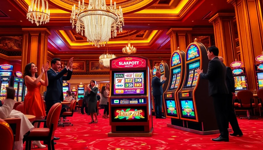 Experience the thrill of winning at the slot777 machine in a luxurious casino setting.
