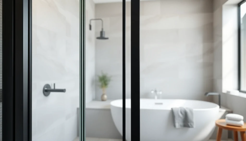 Stylish black shower screen enhancing a modern bathroom aesthetic with elegance.