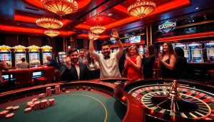 Winning moments at rr88 casino with players enjoying poker and roulette.