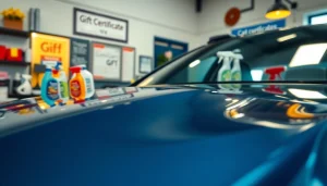 Showcasing a car detailing gift certificate alongside an expertly detailed vehicle