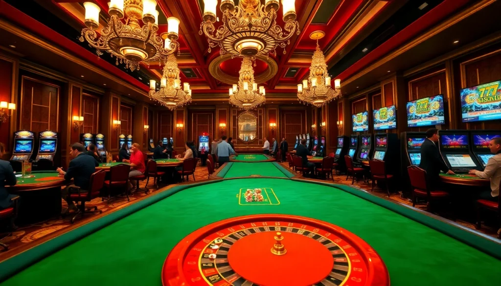 Experience the excitement of 777VIP casino games with luxurious gaming tables and vibrant atmosphere.