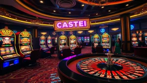 Exciting gameplay at a slot scatter hitam themed casino with vibrant machines and engaging atmosphere.