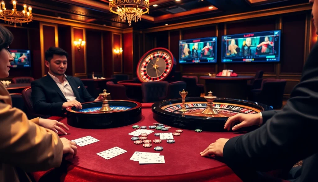 Un moment tendu à une table de poker dans un cadre luxueux, mettant en avant l'excitation du casino en ligne argent réel.